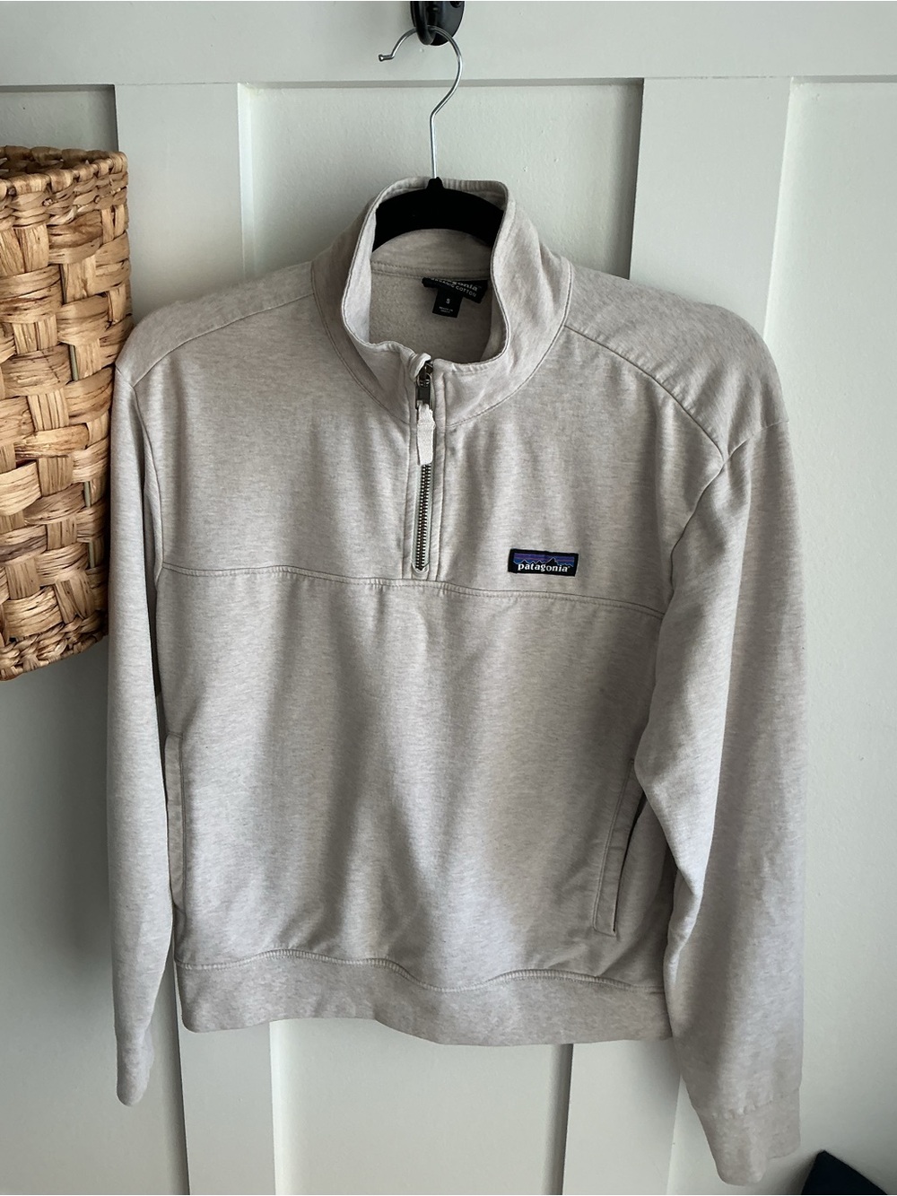 Patagonia Women’s Half-Zip Pullover Sweater in Light Gray